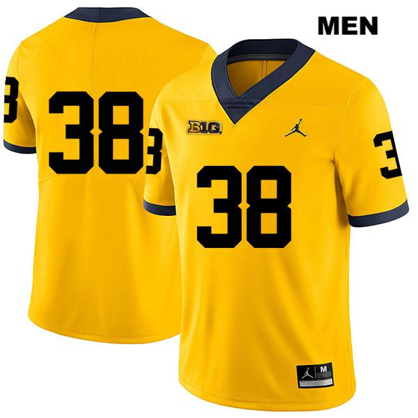 Men's NCAA Michigan Wolverines Joseph Files #38 No Name Yellow Jordan Brand Authentic Stitched Legend Football College Jersey CL25Z68LO
